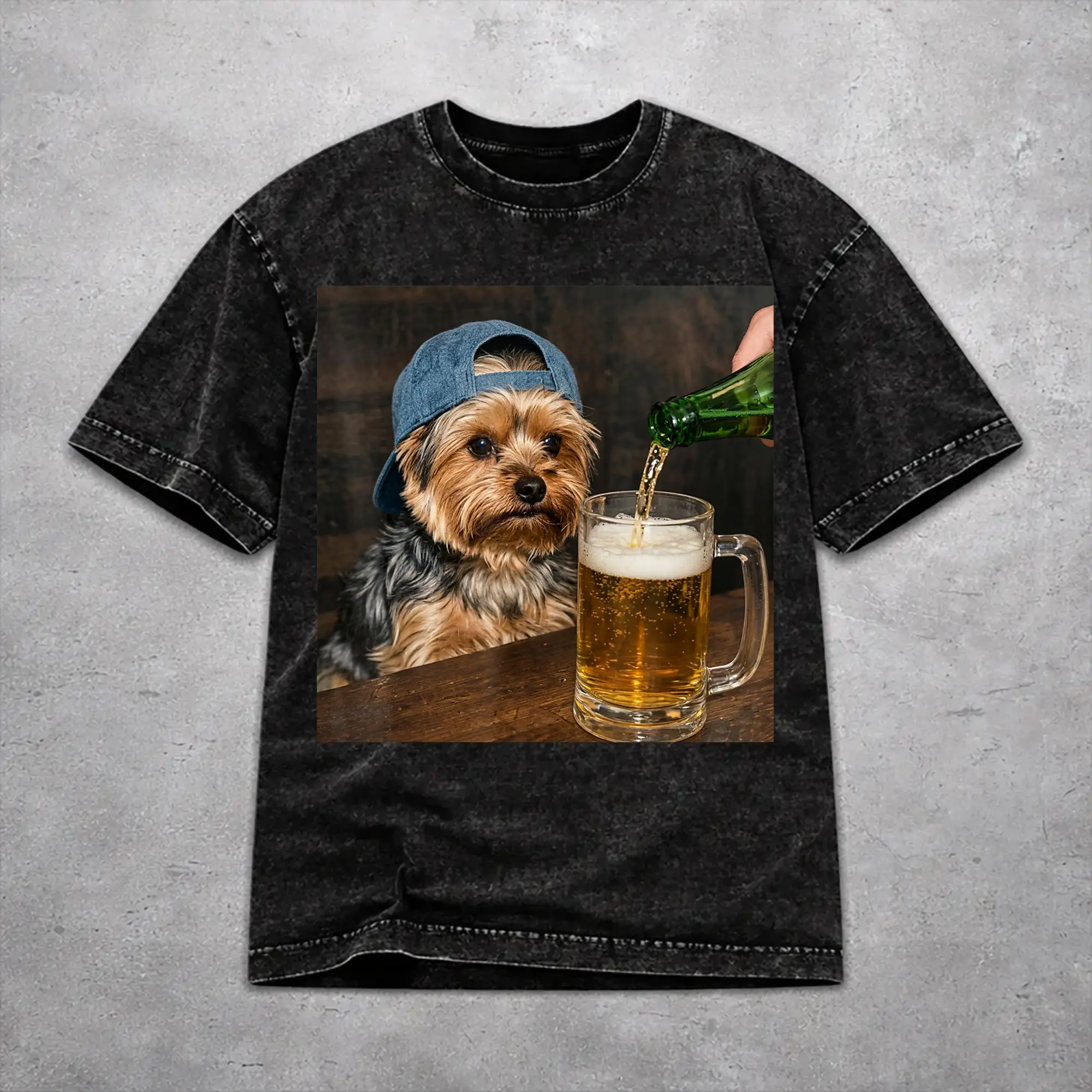 Hip Hop Border Collie Drinking Beer Funny Dog Meme  Merch T-Shirts for Men Women  Cotton Washed Tee Shirt Clothing