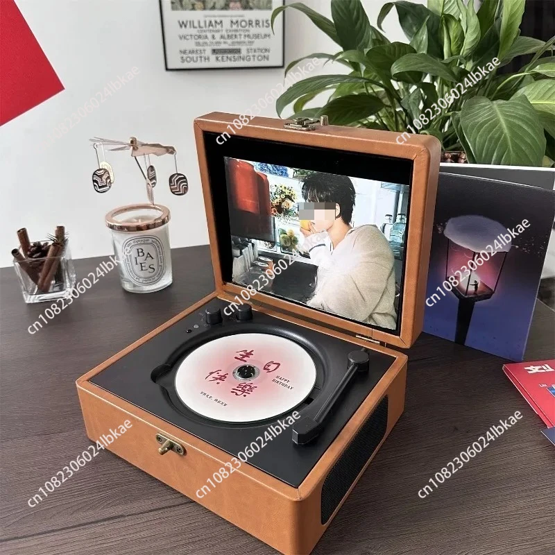 

HouseholdCD Player Album CD Disc with Speaker Retro Bluetooth Speaker Portable Birthday Gift AA