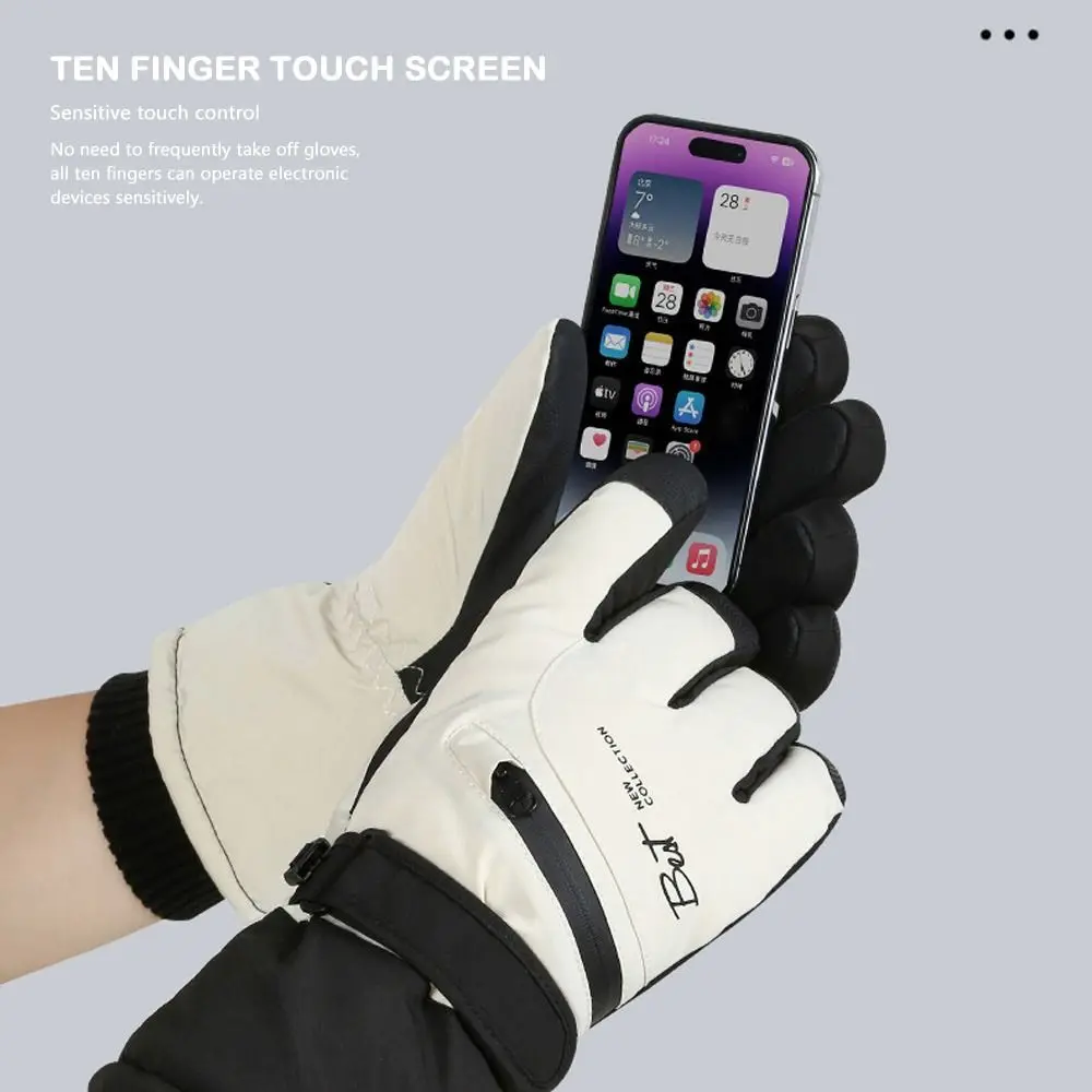 Antislip Windproof Skiing Gloves for Men Waterproof Sports Cycling Motocycle Gloves Thickened Full Palm Snowboard Gloves Winter