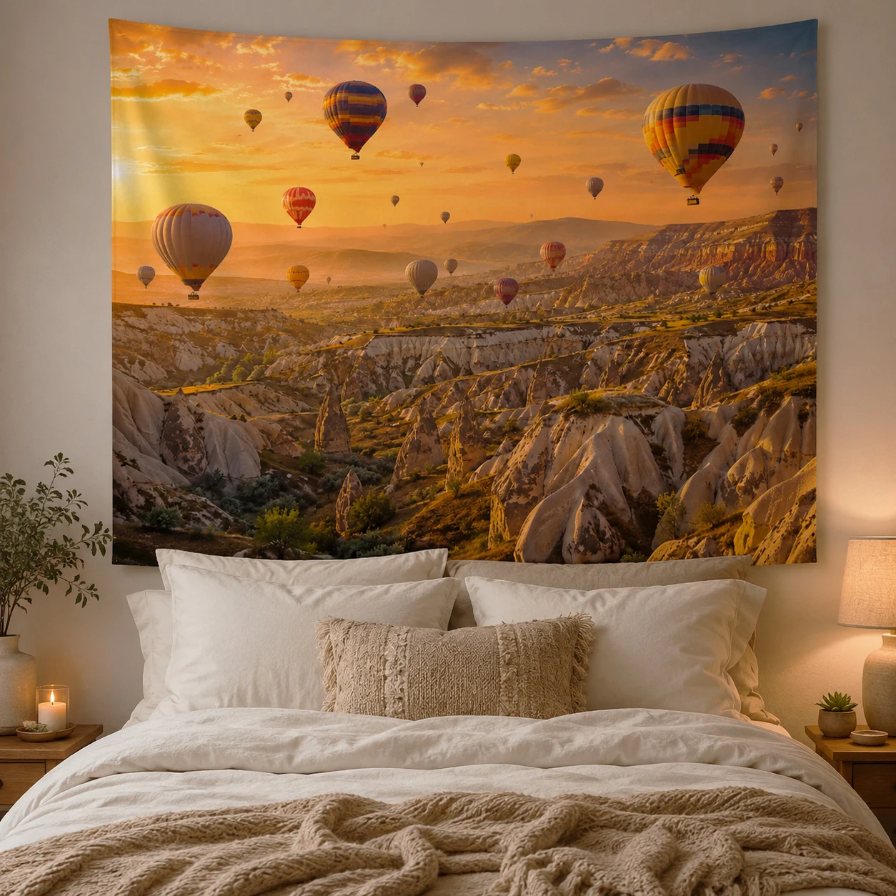 Kappadosien Heißballon Teppich Sonnenaufgang Tal Landschaft Wandgemälde Böhmische Wind Reise