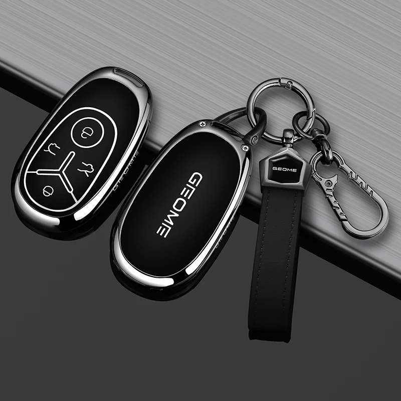 Zinc Alloy Car Key Cover For Geely EX2 Xingyuan Smart Remote Key Case Shell Anti‑Drop Keychain Auto Interior Accessories