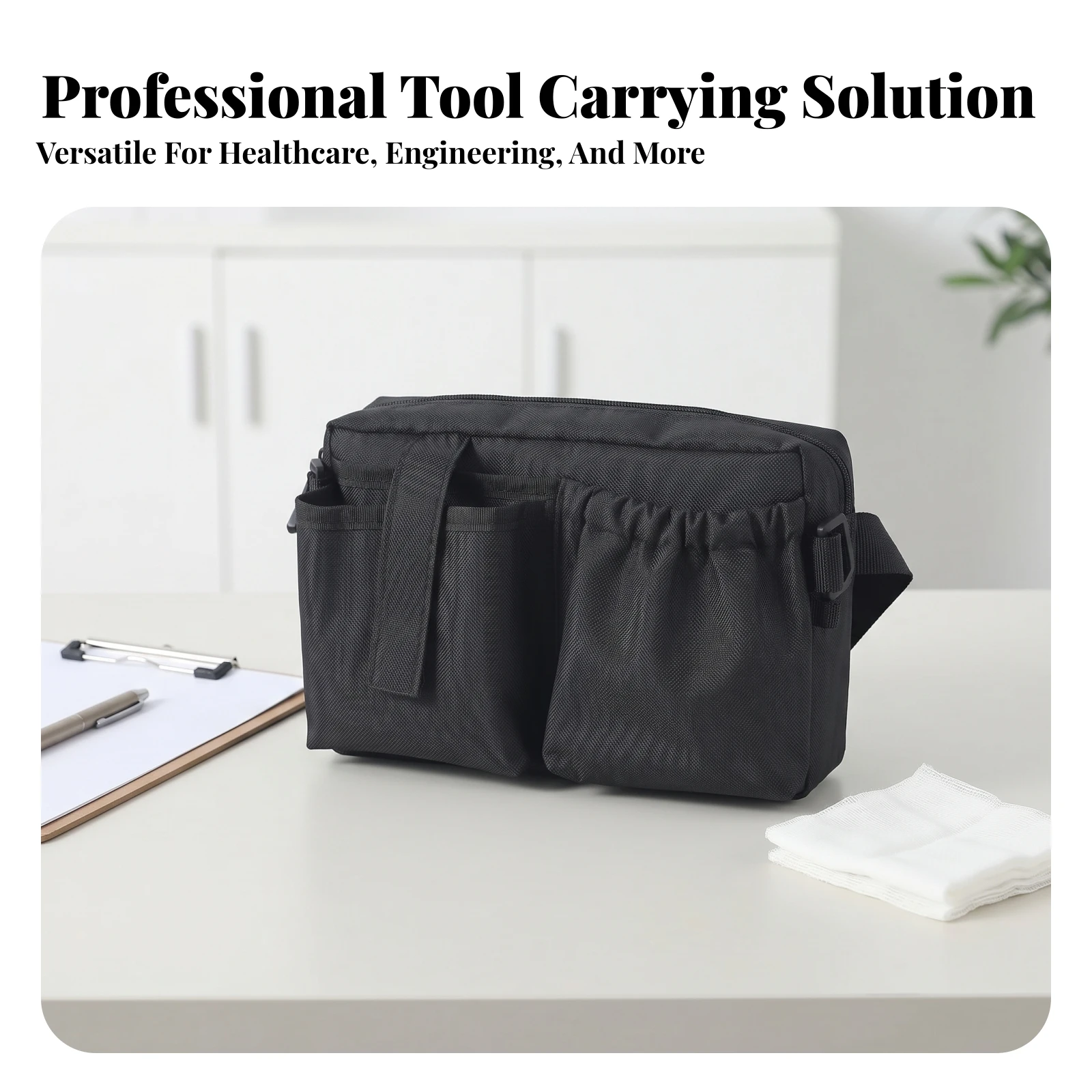 Waist Tool Bag Zippered Tool Waist Bag Gadget Pouch Rectangular Gear Storage Compact 600D Oxford Cloth
