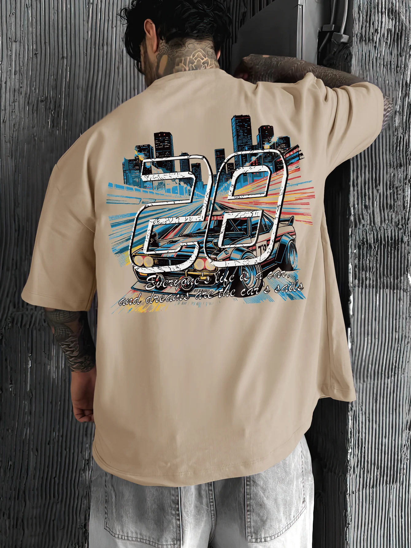 2026 New Number 28 City Track Print Oversized Short Sleeve T-shirt, Streetwear Casual Unisex Racing Style Top