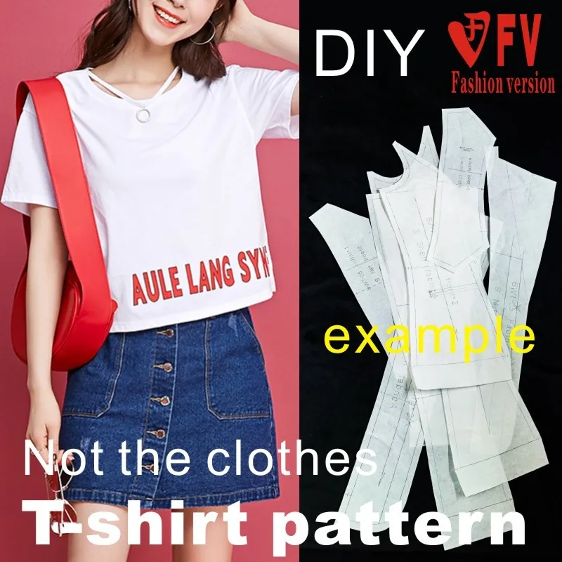 Female soil short style T-shirt pattern short-sleeved top making sewing drawings 1:1 clothes pattern BXS-40