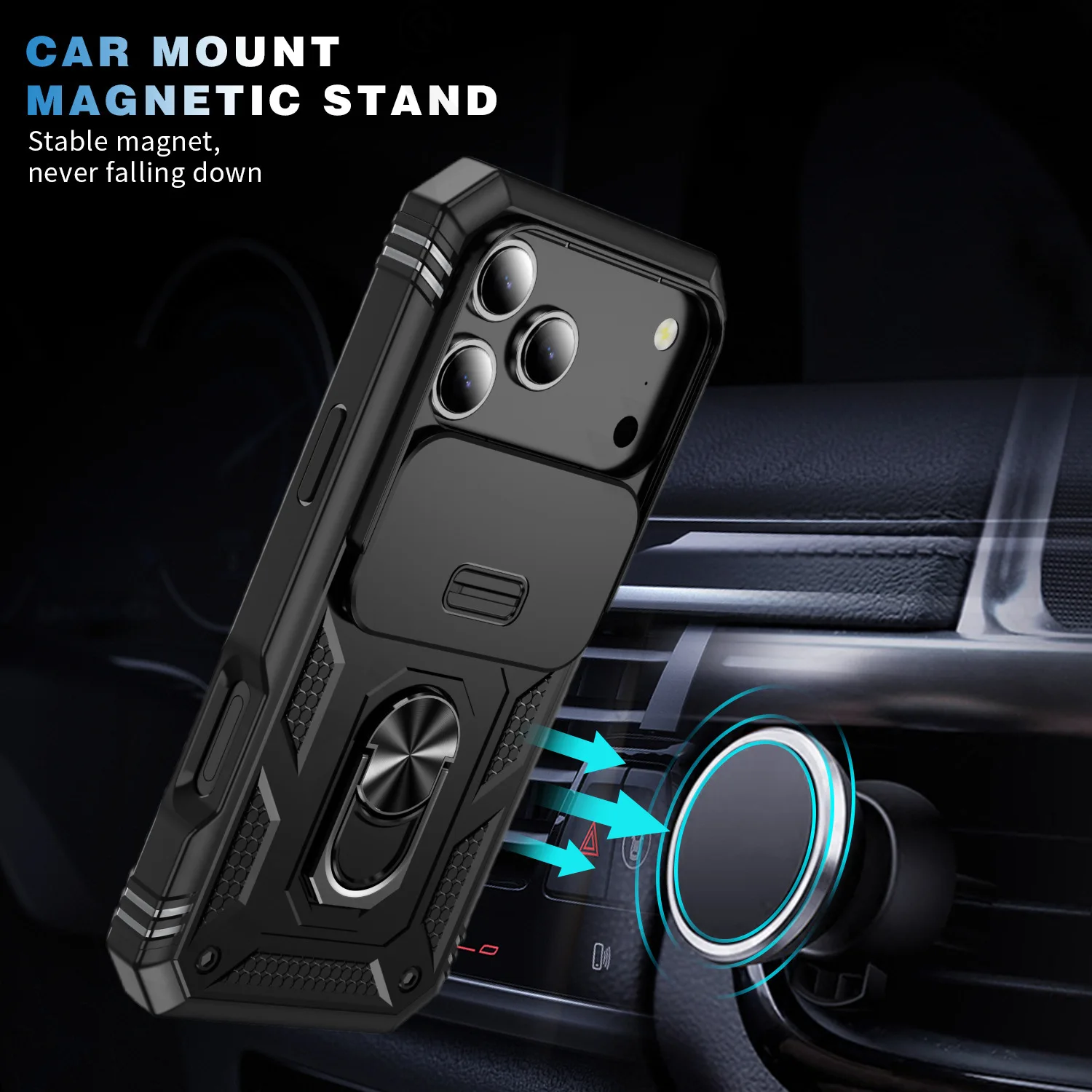 Case For iPhone 17 16 15 14 13 12 11 Pro Max XS Plus Heavy Duty with Camera 360 Degree Rotate Kickstand Sturdy Shockproof Cover