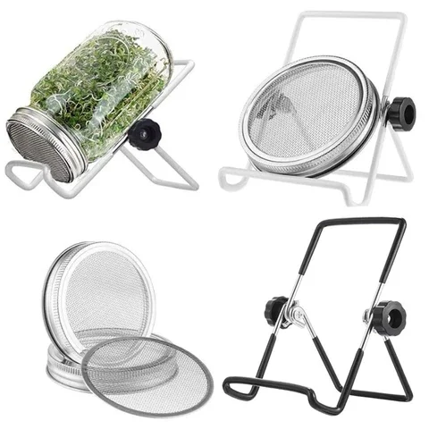 

Seed Sprouter Germination Cover Kit 3PCS/Set Germinating mason jar set with stainless steel bracket filter cover jar mason