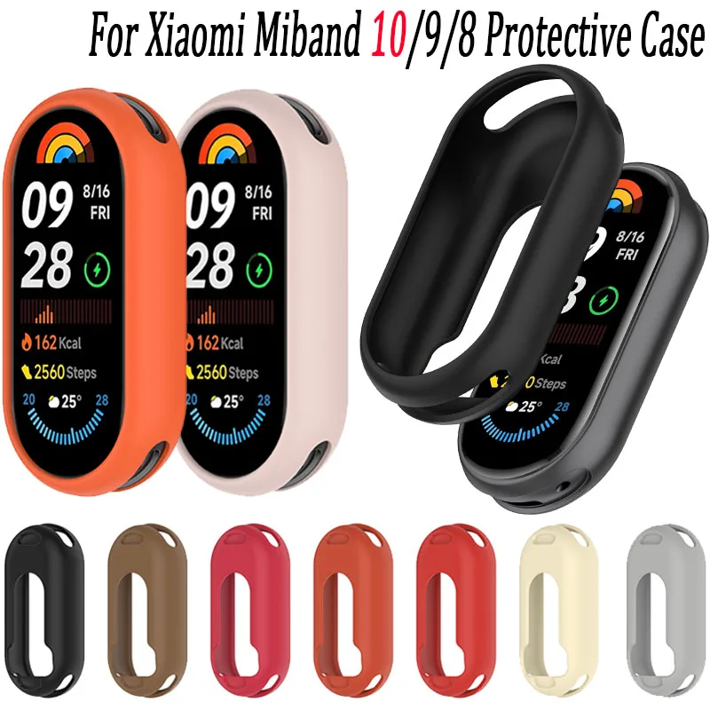 Xiaomi Mi Band 10/9/8 용 부드러운 실리콘 케이스 Mi Band 8/9/10 보호 액세서리 용 중공 보호 충격 방지 범퍼 쉘