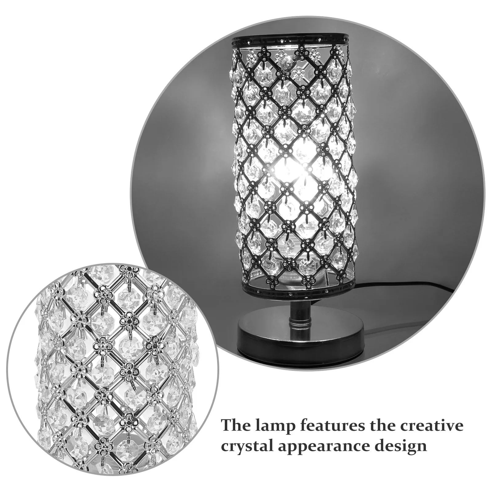 

1Pcs Exquisite Crystal Table Lamp Decorative Living Room Desktop Light Unique Indoor Use Household Light Crystal Table Lamp