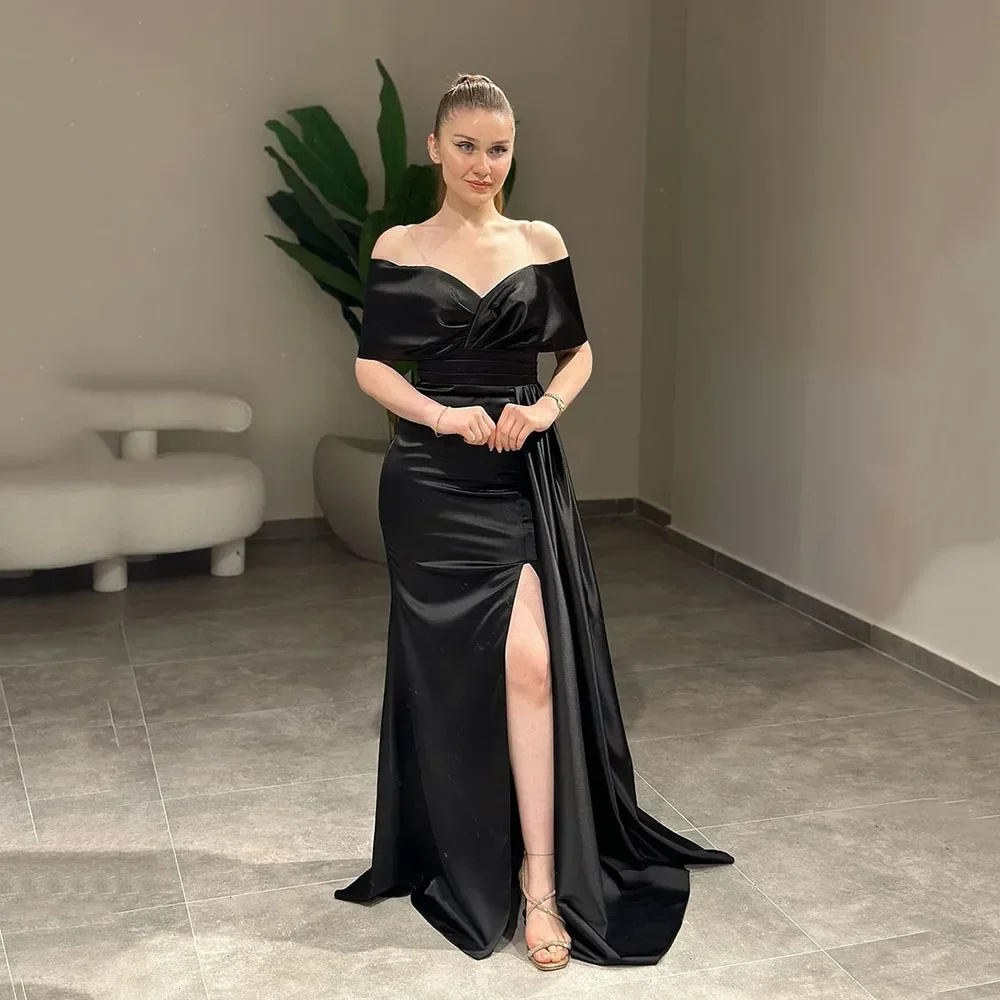 

Mermaid Evening Dresses Black 2024 Off The Shoulder Women's Party Gowns Side Prom Gowns High quality Formal Modern Style sexy