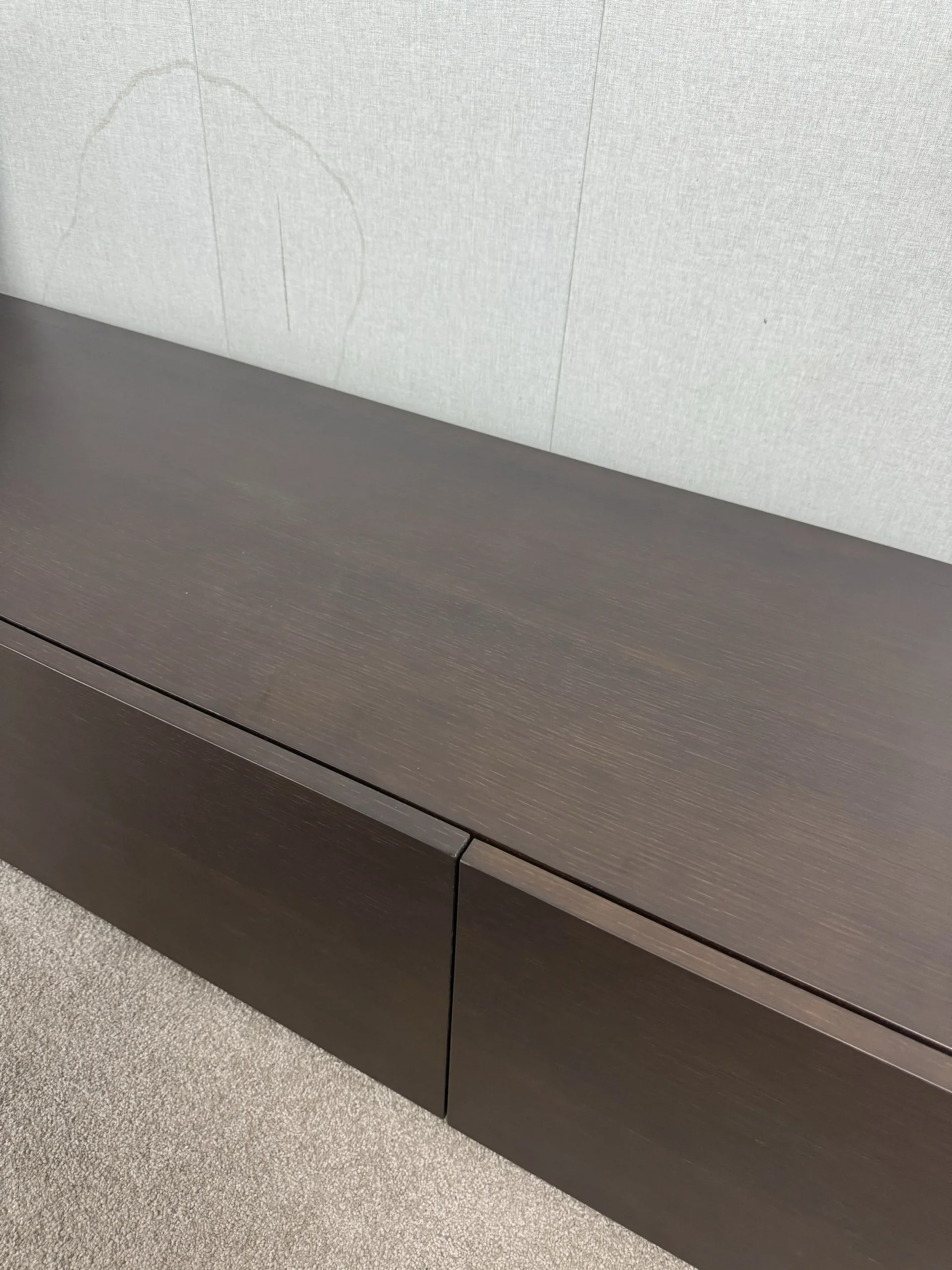 Italian minimalist smoky color TV cabinet modern living room floor large size oak light luxury