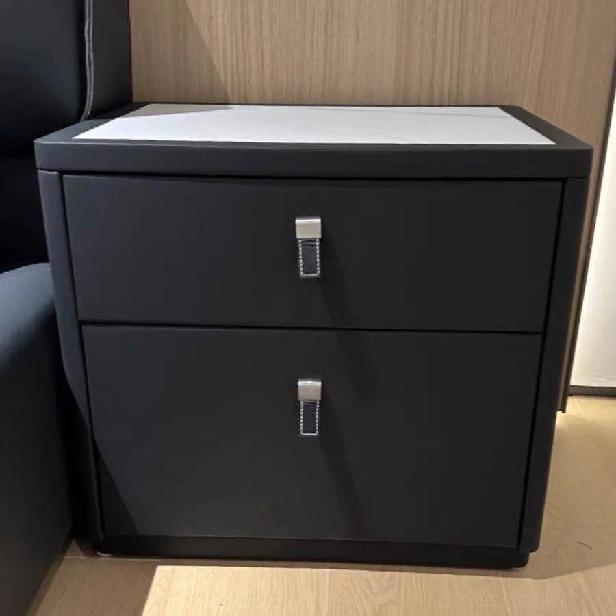 طاولة بجانب السرير مصنوعة من الخشب الصلب وبسيطة وحديثة وطاولة بجانب السرير إيطالية فاخرة وبسيطة #6