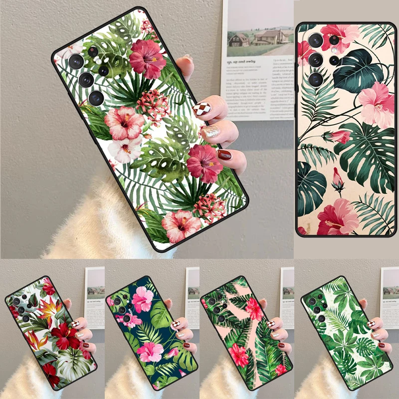 Tropische Blätter TPU Handyhülle für Samsung Galaxy Note 10 Pro S26 S25 S24 S23 S22 Ultra Plus S21 FE S20 Stoßfeste Schutzhülle