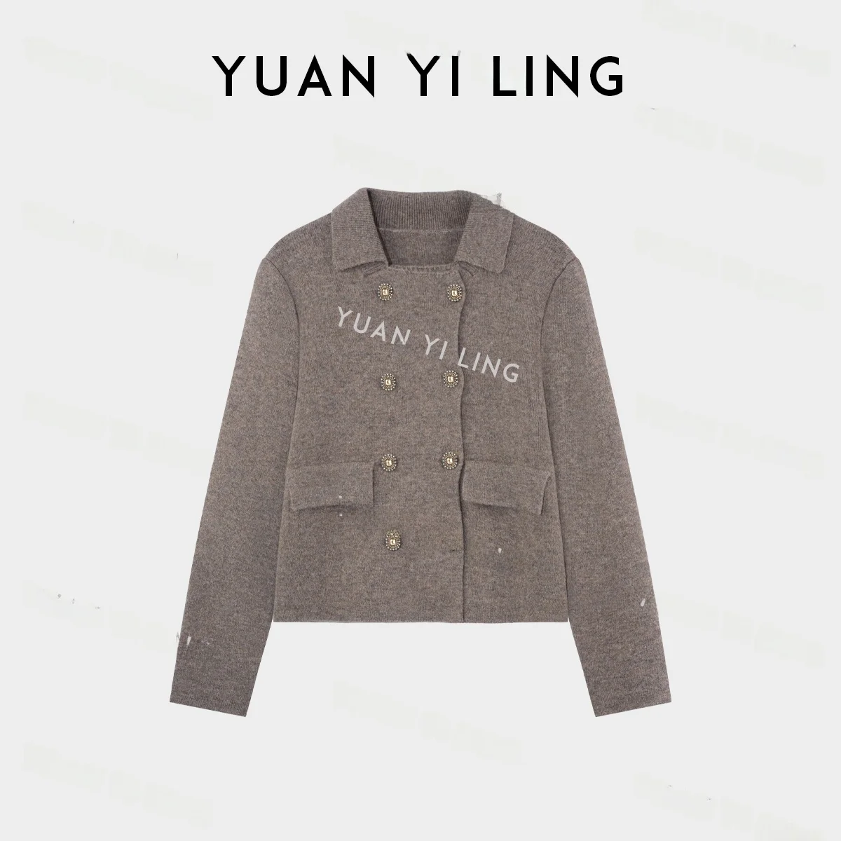 

Fall Winter eep Wool Double-Breasted Collar Jaet Unique Design Sensation Outerwear Ele Ladies Faion ZE5K9202