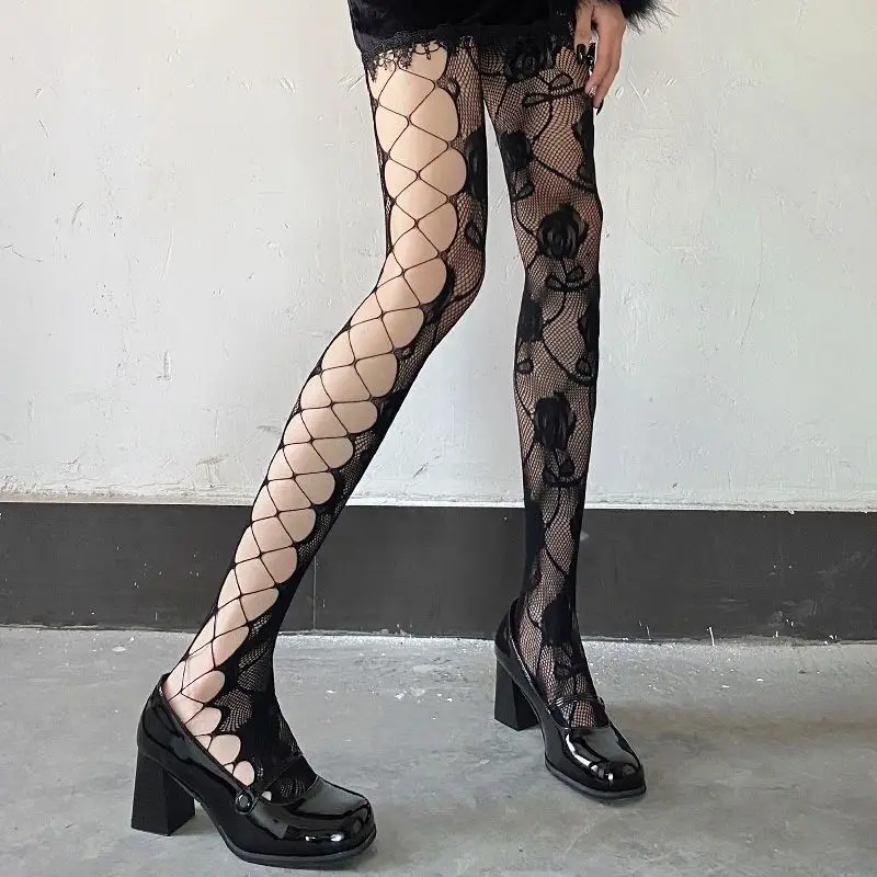 Women Fishnet Stockings Tights Pantyhose Sexy Japanese Girls Gothic Punk Party Club Lolita Bottoming Long Socks Female Lingerie