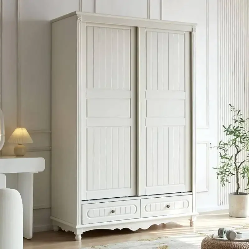 Luxury Orgnizer Tall Wardrobes Wood Aesthetic Storage Organizer Wardrobes Sliding Door White Szafa Na Ubrania Bedroom Furniture image 2