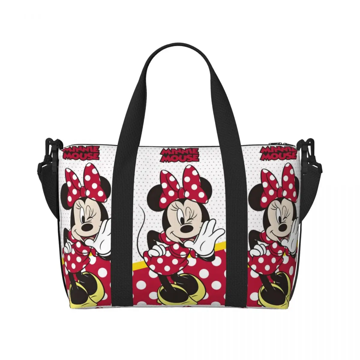 

Custom Minine Mouse Tote Bag Women Large Capacity Classic Cartoon Movie Pattern Gym Beach Shoulder Travel Bag