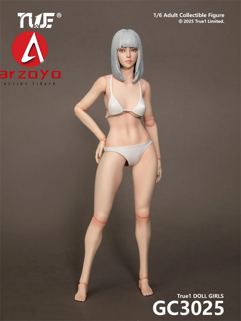 True1Toys GC3025 1/6 Figurka żeńska z super elastyczną, ruchomą głową z ruchomymi oczami, model figurki akcji, 12-calowy model ciała żołnierki