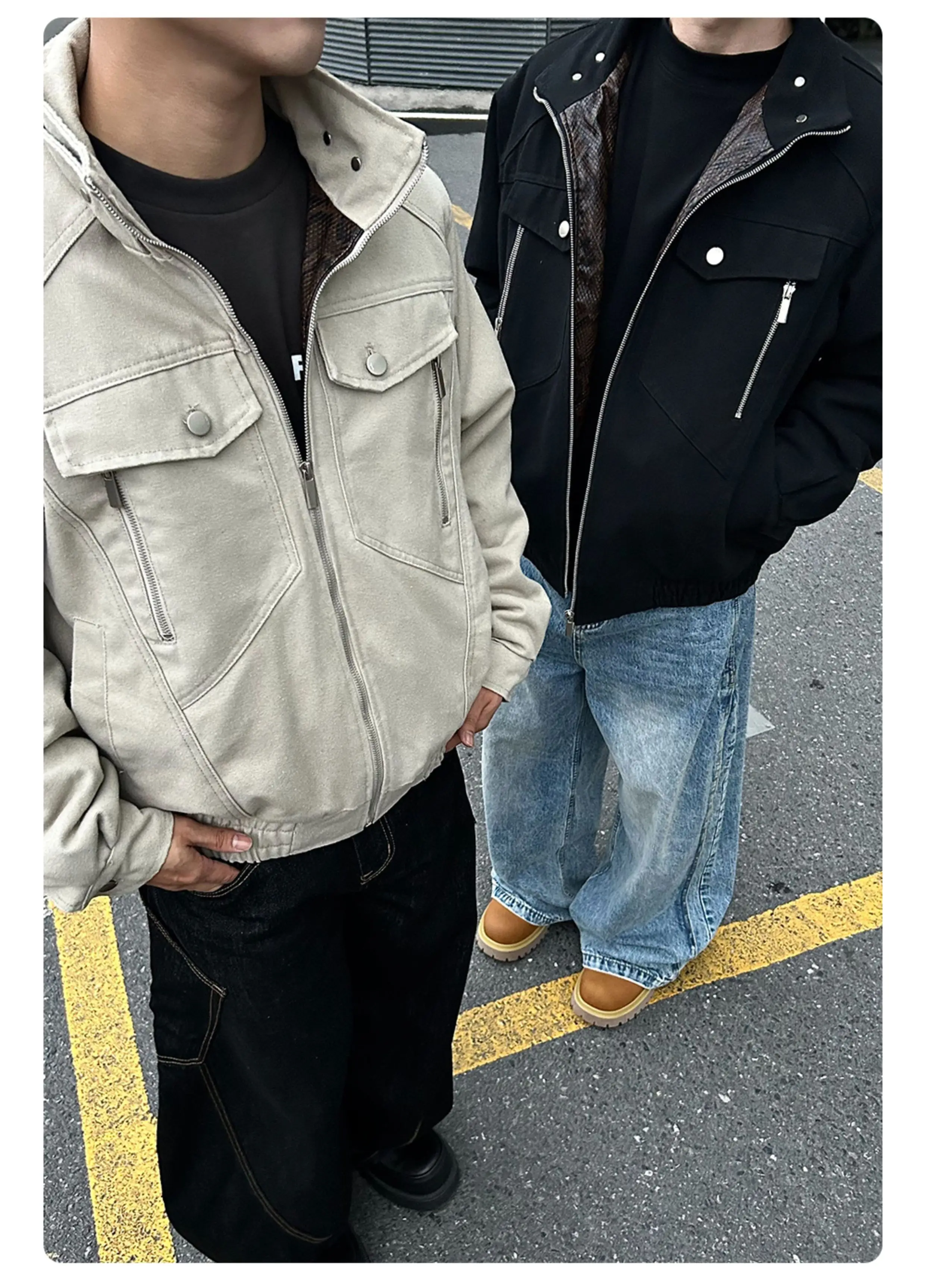 معاطف شتوية للرجال سترات سميكة نمط سترة القوطية ثقافة فرعية دافئة فضفاضة ملابس خارجية هود Harajuku Y2K ملابس الشارع الرجعية #6