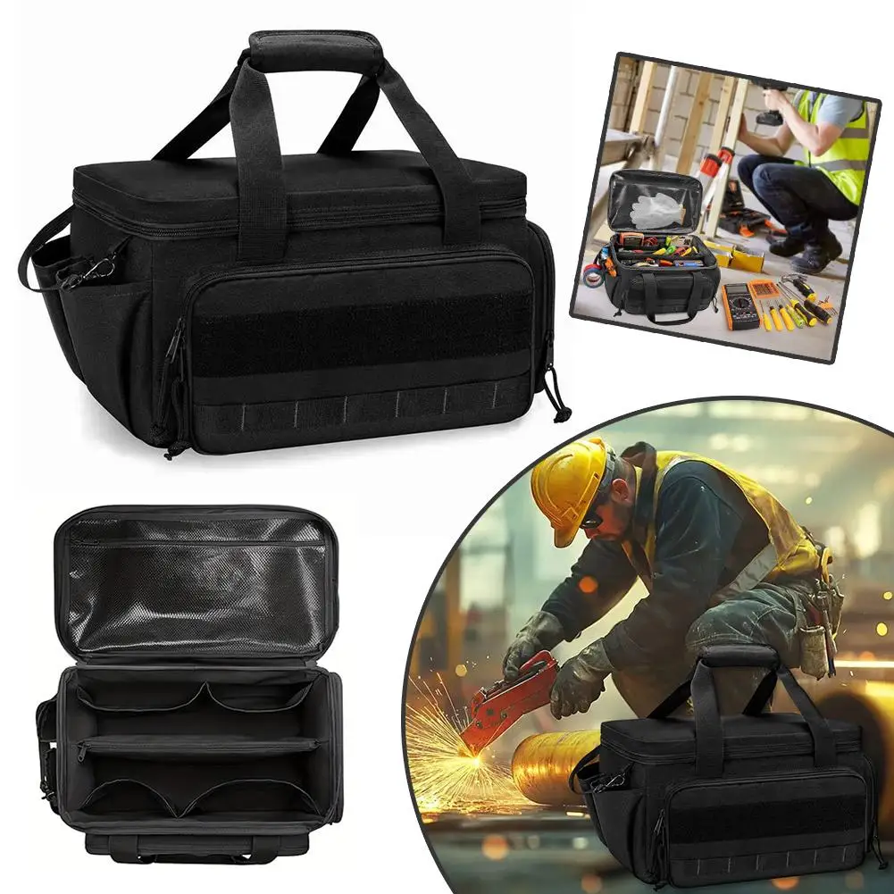 

Electrician And Carpenter Tool Kit Storage Bag Black Men's Handbag Multi Functional Storage Bag