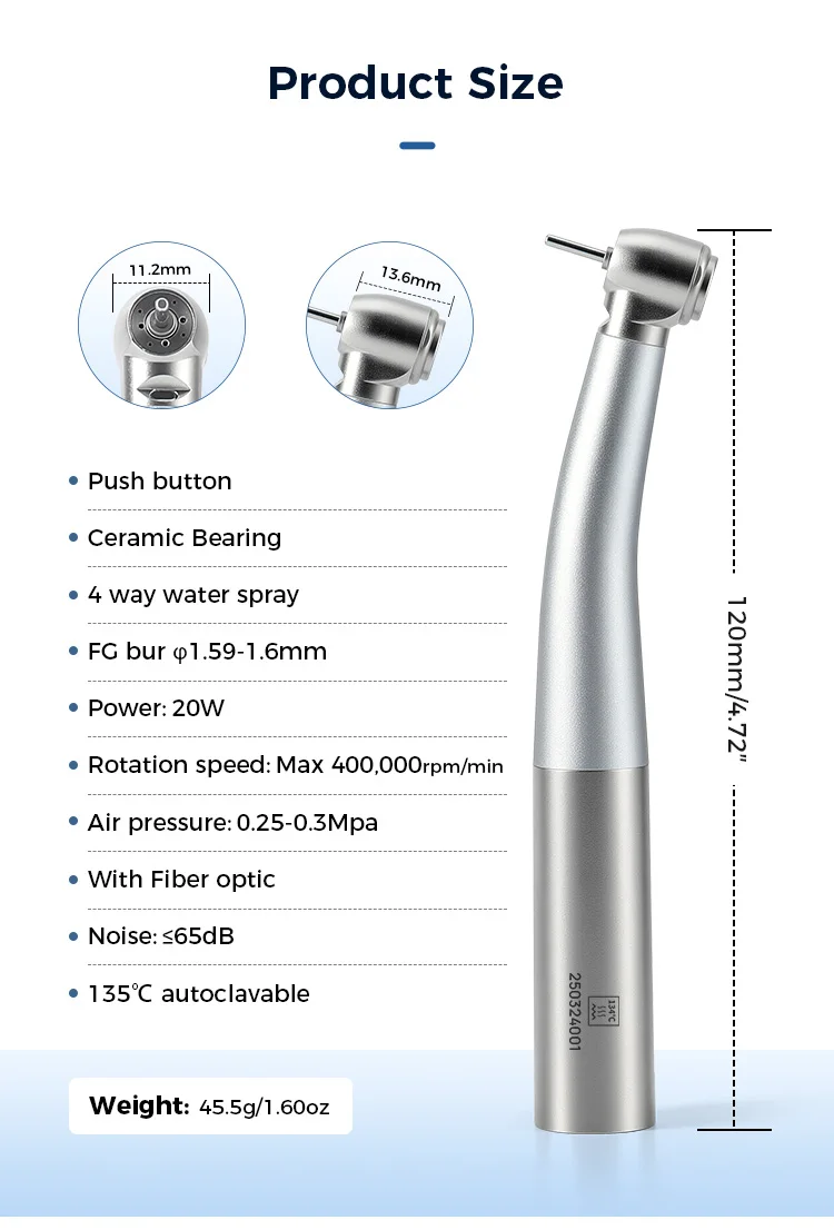 AZDENT Dental LED-Faseroptik-Hochgeschwindigkeits-Handstück, passend für KAVO Standardkopf, 4-fach Wasserspray, Keramiklager, Druckknopf-Werkzeug – Detail 8