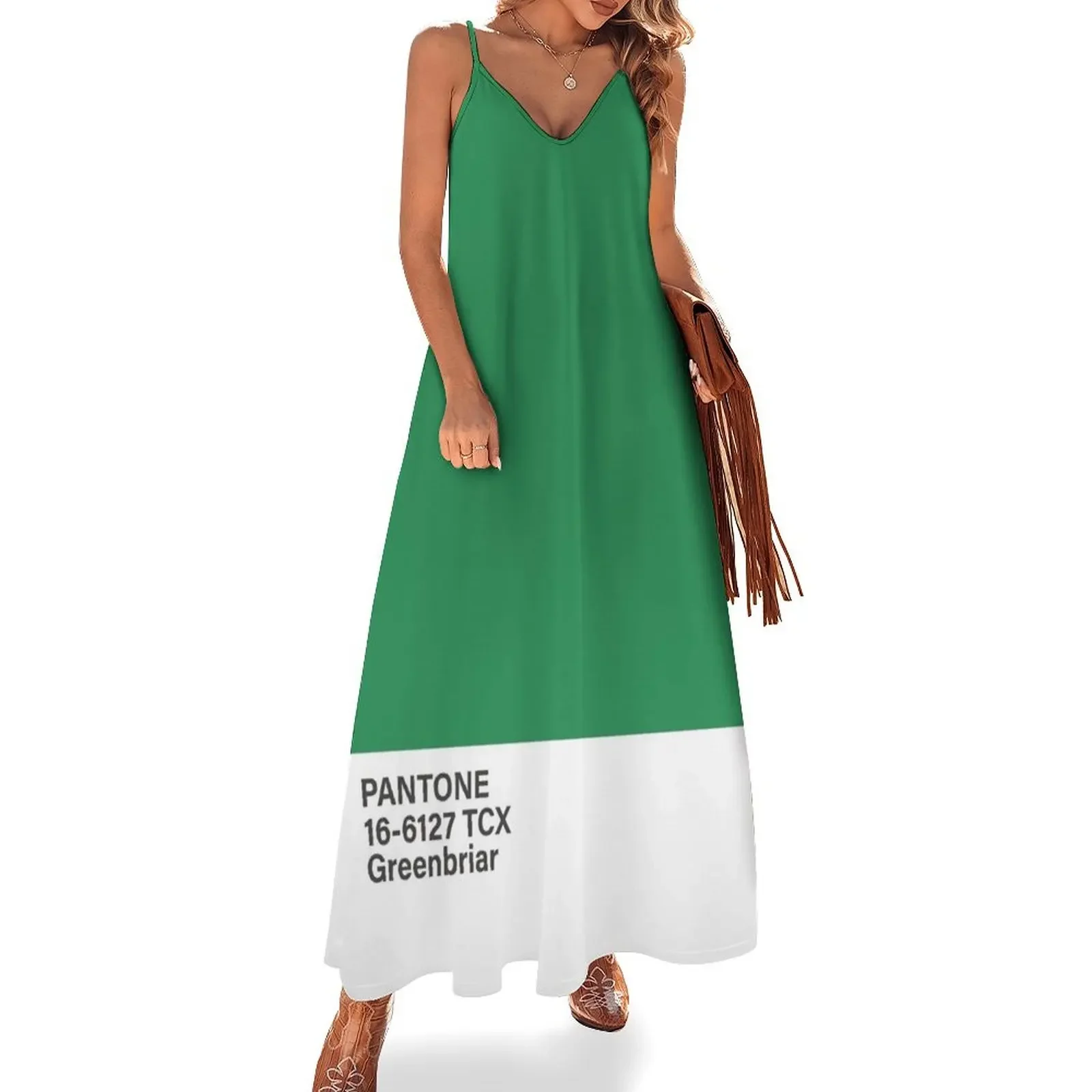 

pantone 16-6127 TCX Greenbriar Sleeveless Dress dress women summer 2024 Dress woman