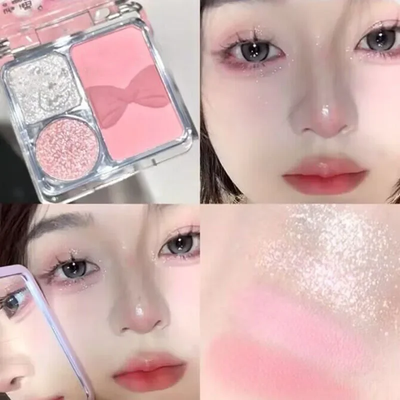 Pink Eyeshadow Powder Sweet Lovely Princess Girls Eyes Contours Makeup Palette Korean 4Color Glitter Pearly Eye Shadow Cosmetics