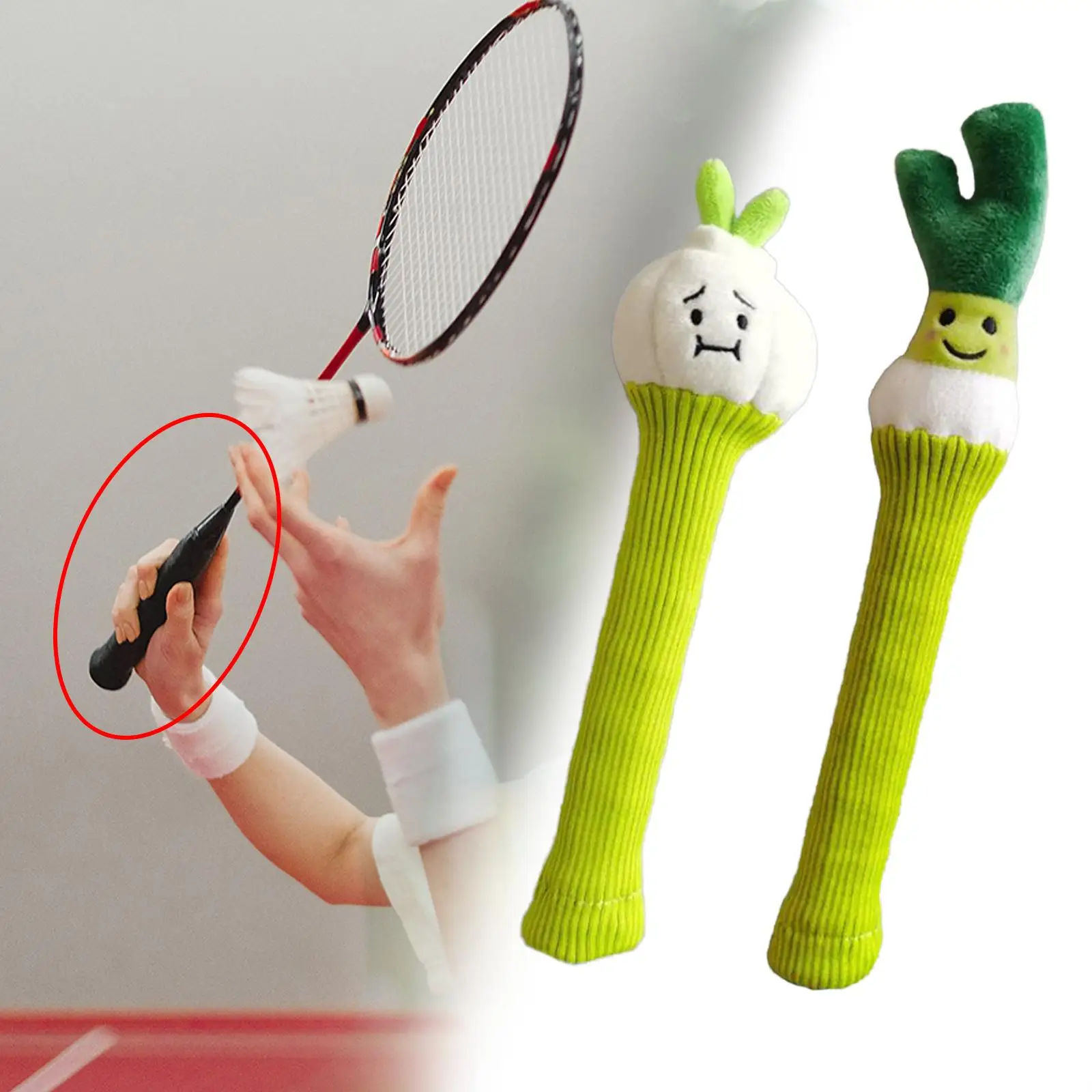 Badminton Racket Handle Cover Decorative Stuffed Doll Knitting Drawstring Tennis Grip for Active Players Badminton Accessories