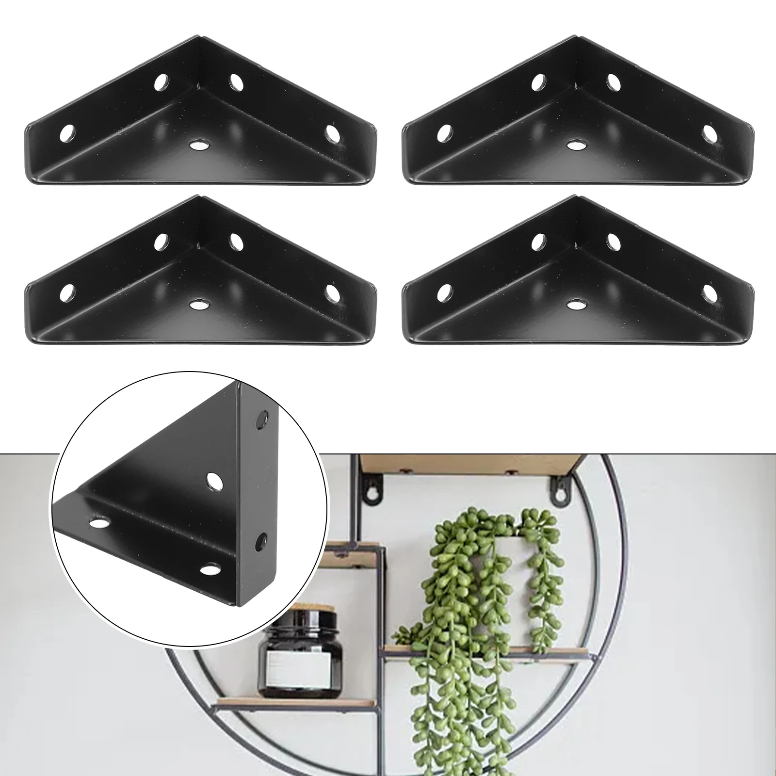 4PC Joining Plate Iron Corner Brackets 66x35mm White/Black 5Hole 90 Degree Angle Protector Board For Home Hardware Accessories