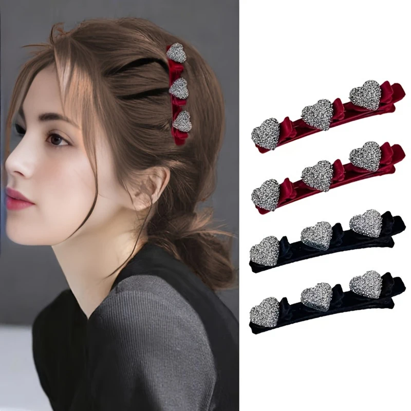 4 Pcs Braided Hair Clips For Women, Sparkling Crystal Stone Braided Hair Clips, Duckbill Hair Barrettes Hairpin Hair Accessories