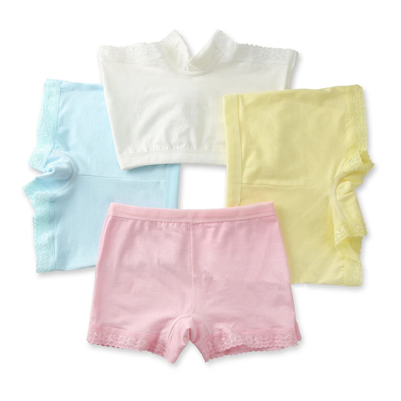 3Pcs/lot  Baby Girls Boxer Candy Color UnderPants Baby Cotton Lace Underwear Suitable for 3-10