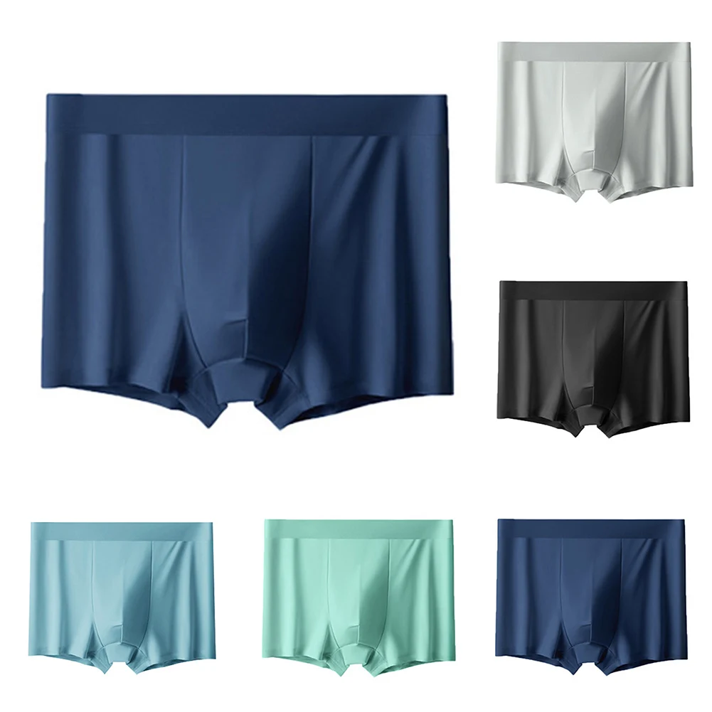 

Мужские боксеры из ледяного шелка, короткое нижнее белье, удобные дышащие бесшовные спортивные трусы-боксеры большого размера, трусы