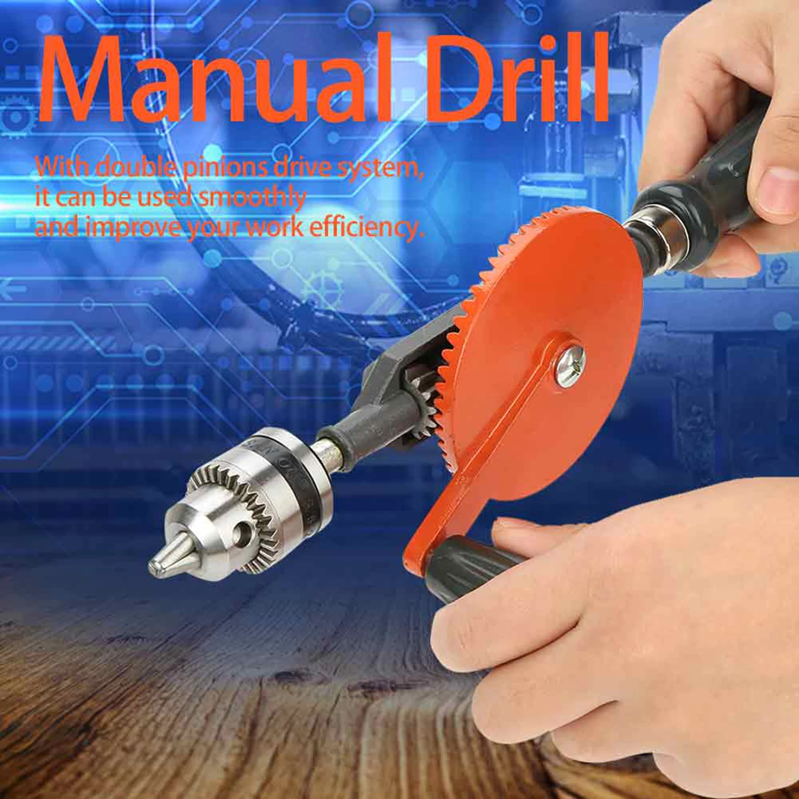 

Hand Drill Woodworking Hand Drill Portable Hand Crank Drill Mini Manual Drill with Double Pinions for Wood Plastic Manual Drill