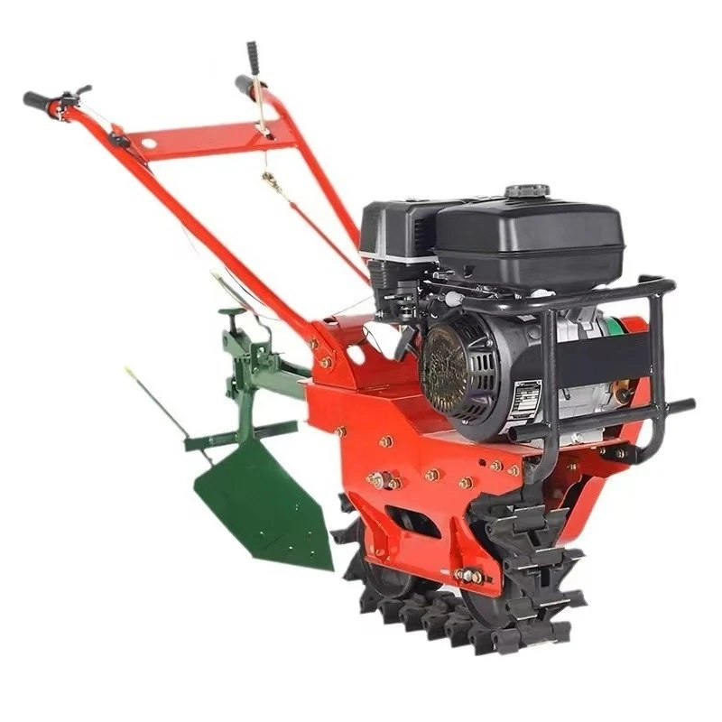Small, chain-rail micro-tiller, multifunctional single-wheel crawler weeding and scarifier
