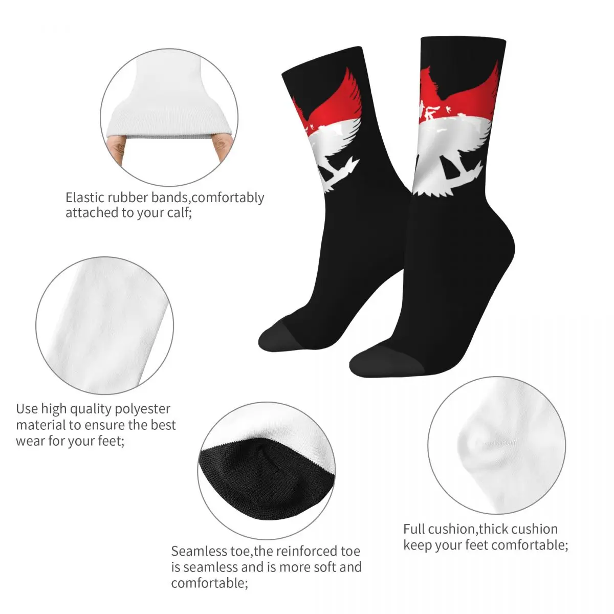 Happy Male Men Socks Casual Garuda Pancasila Eagle Indonesia Indonesian Red White Sock Sport Women's Socks Spring Autumn Winter