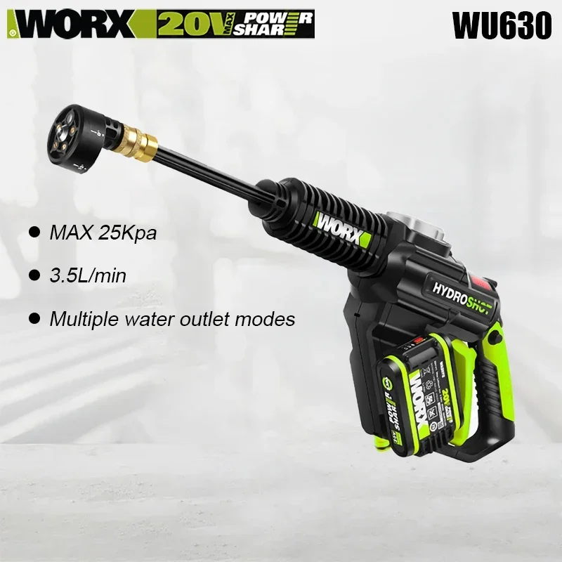 Worx WU630 Wireless Car Washer Brushless 20v 3.5L/min 25bar/15bar for Home and Garden Cleaning Share Kress Battery Platform