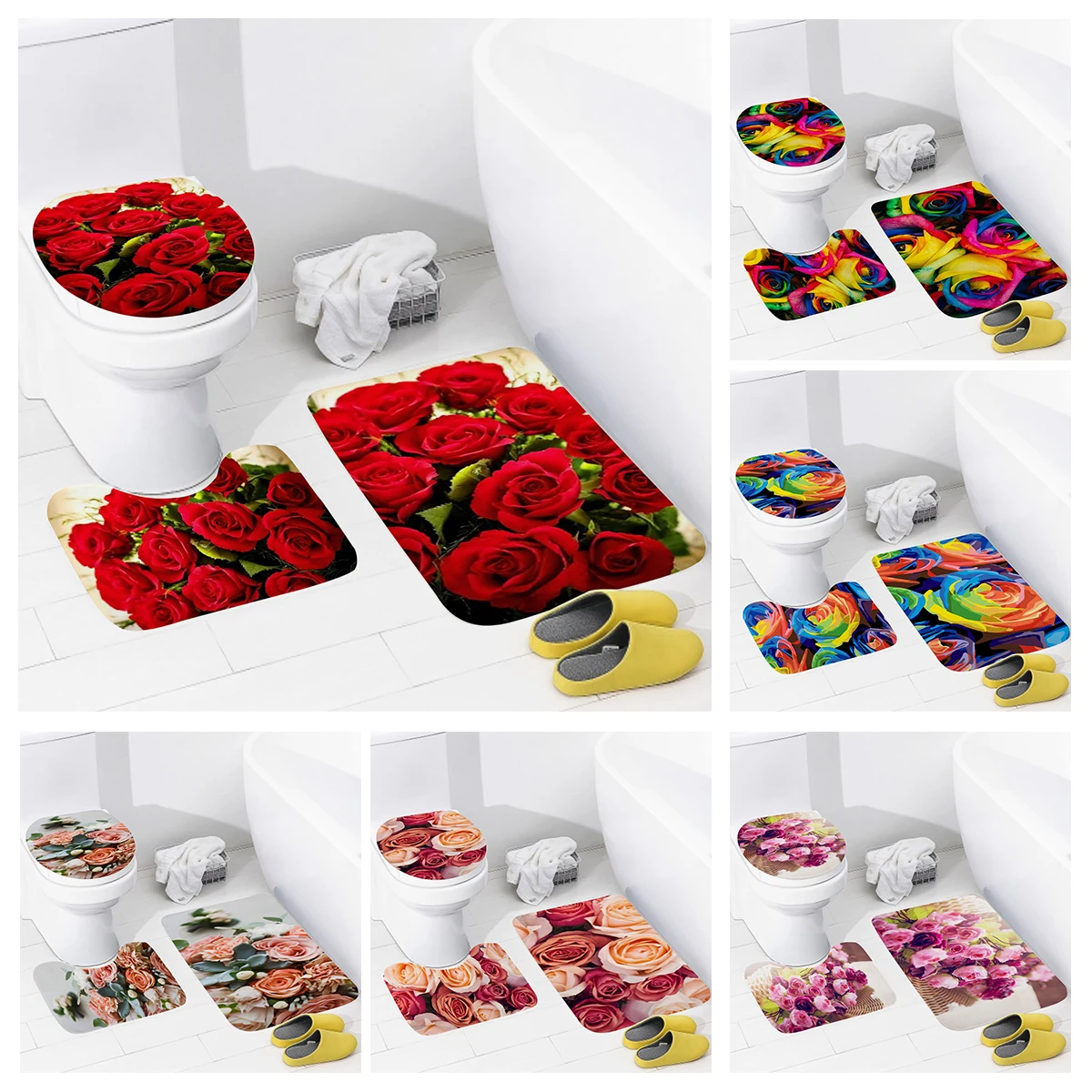 Home bathroom floor mats Bath Foot mat Animal oil paint style modern bathroom accessorie rug Toilet mat Bathtub anti-slip carpet