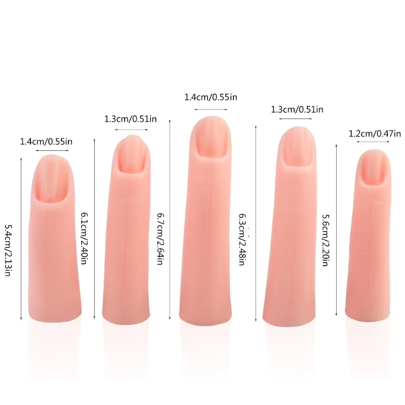 Dedos falsos silicone para treinamento unhas, arte com ímã para unhas acrílicas