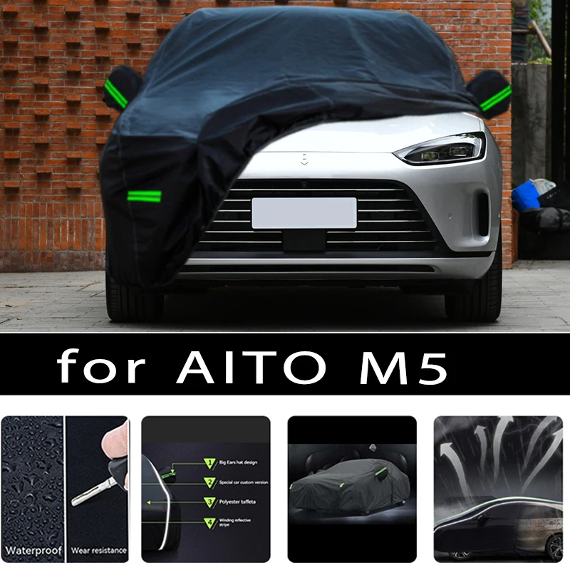 

For AION M Car Covers Outdoor Waterproof Sun Rain Snow Protection UV Auto Cover 190T Car Protective Full Covers