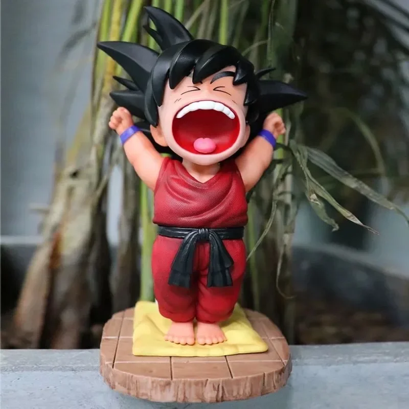 

New Dragon Ball Q Version Childhood Early Years Good Morning Wukong Yawning Figure Car Ornament Doll Model For Children's Gifts