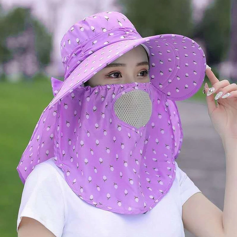 Sun Hat Female Summer Hat Cover Face Breathable Sun Hat All-match Summer Hat with Big Rim Anti-ultraviolet Cycling Sunhat