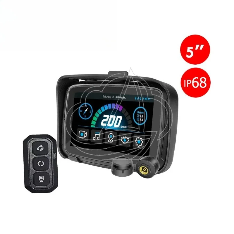 

5 Inch Waterproof Motorcycle Display Support Carplay with Tire Pressure Monitoring System