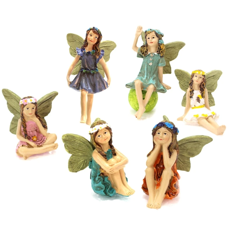 Fairy Garden-figuritas de hadas en miniatura, accesorios para decoración al aire libre, novedad de 2021, 6 uds.
