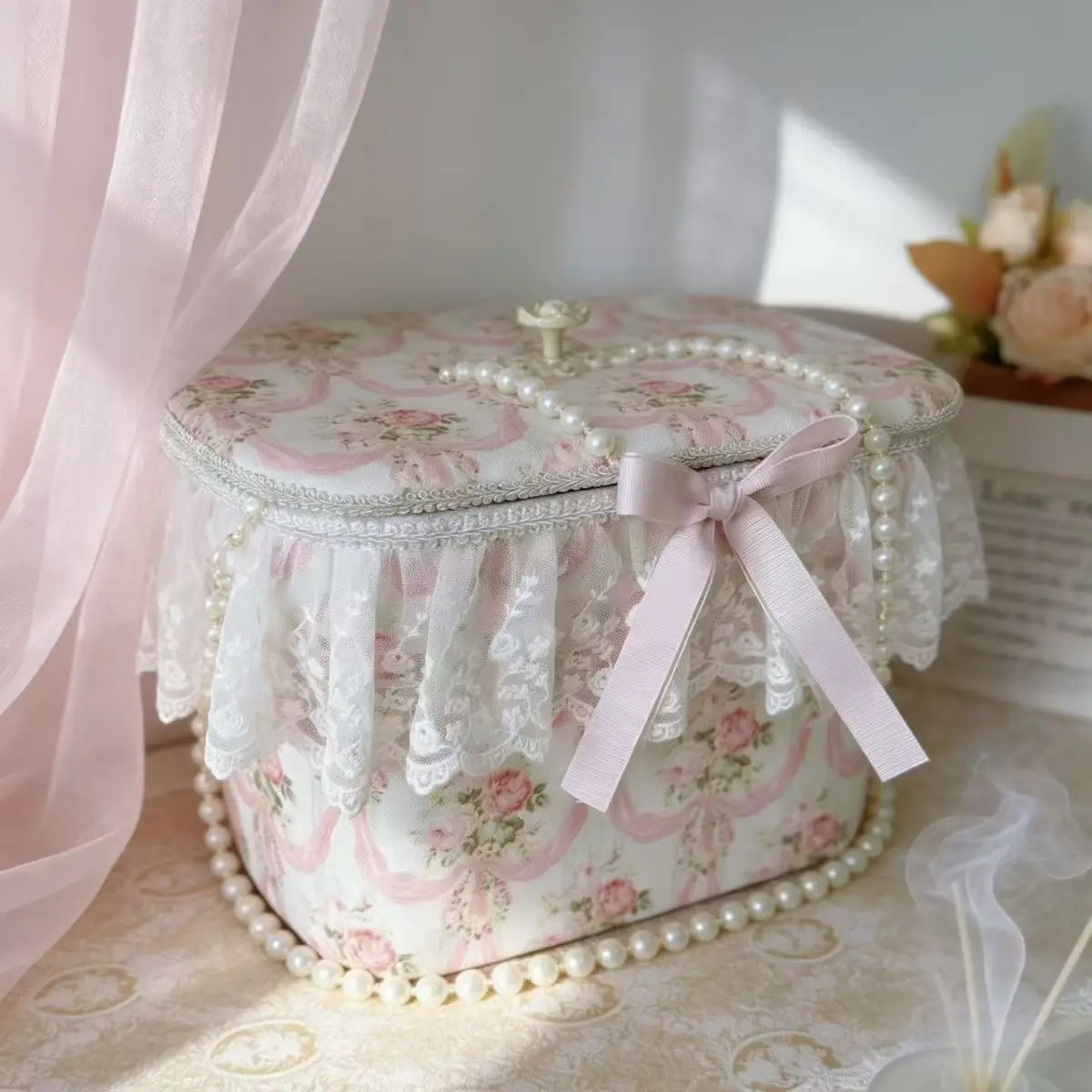 High-Rise Storage Bucket With Lid Home Dressing Table Desktop Storage Bucket Office Desk Press-type Printed Cute Storage Box