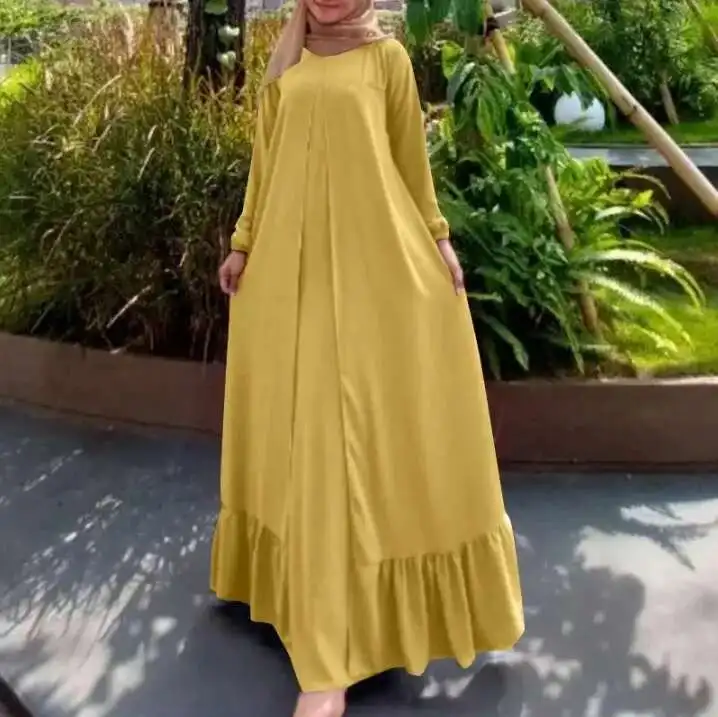 2025 ใหม่มุสลิมยาว Robe ผ้าฝ้ายผ้าลินินหลวมแขนยาวเดินทางชุดยาว Ramadan ดูไบหรูหราอิสลาม Elegant