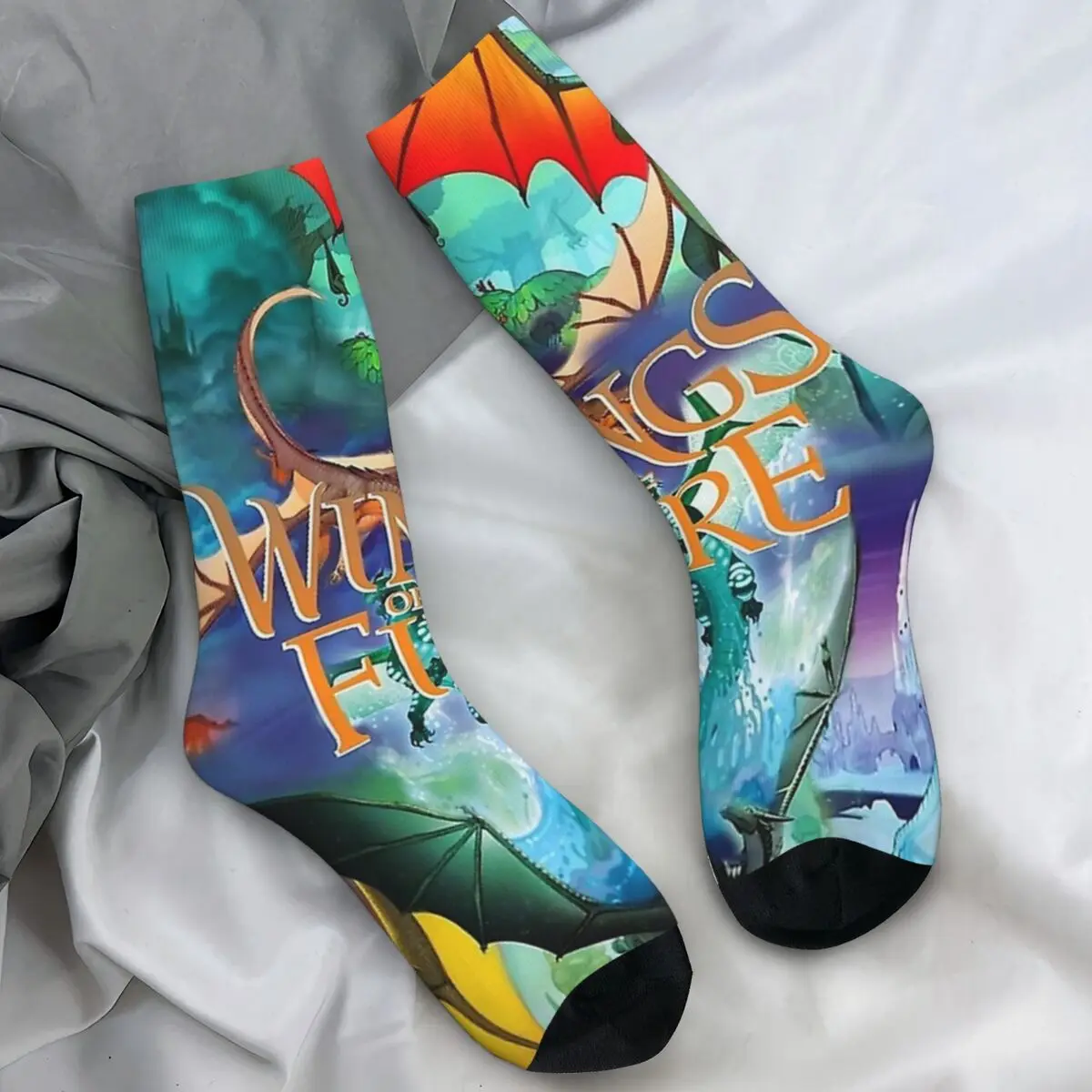 Носки Wings Of Fire Tsunami Glory And Sunny Dragon, чулки в стиле ретро, осенние нескользящие мужские носки, средние мягкие носки для бега