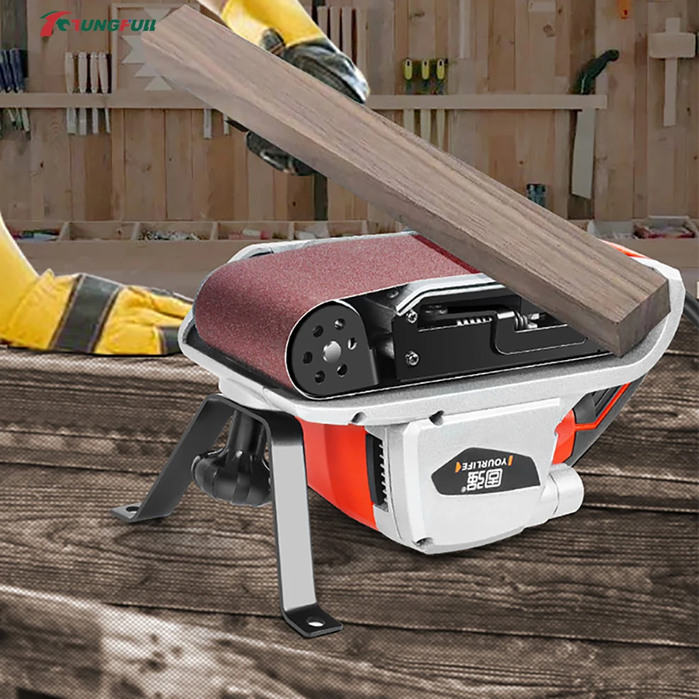 TUNGFULL Handheld Electric Belt Sander, Portable Belt Sanding Machine for Wood Putty Sanding Polishing & Furniture Refinis
