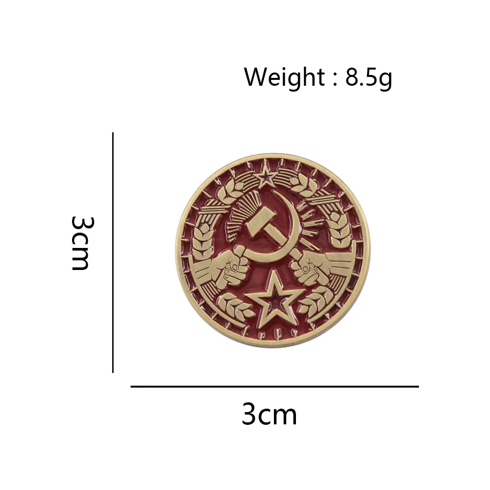 Sowjetischer UdSSR-Stil Emaille-Anstecknadel Hammer und Sichel Abzeichen Kommunistische Solidaritätsbrosche Militärgeschichtsfans Geschenk Sozialistische Anstecknadel – Detail 2