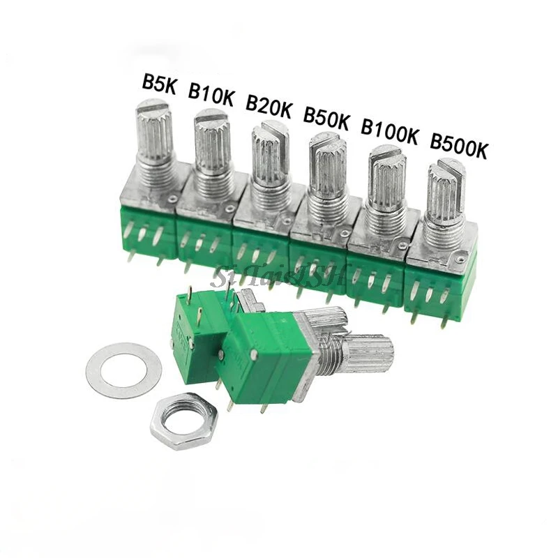 Potentiomètre d'étanchéité de l'amplificateur RV097NS, interrupteur audio, 5 broches, arbre 15mm, 5K, 10K, 20K, 50K, 100K, 500K, 5 pièces