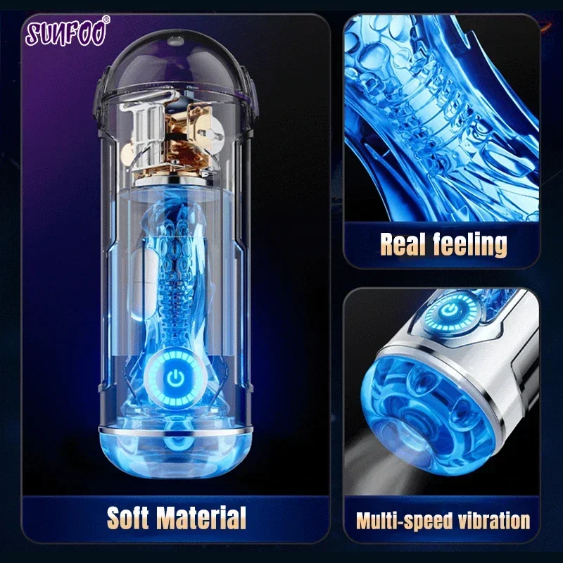 SUNFOO الموقع الرسمي ذكر الاستمناء التلقائي منخفضة الضوضاء المهبل اللسان الاهتزاز جيب كس APP التحكم الرجال الجنس لعب #4