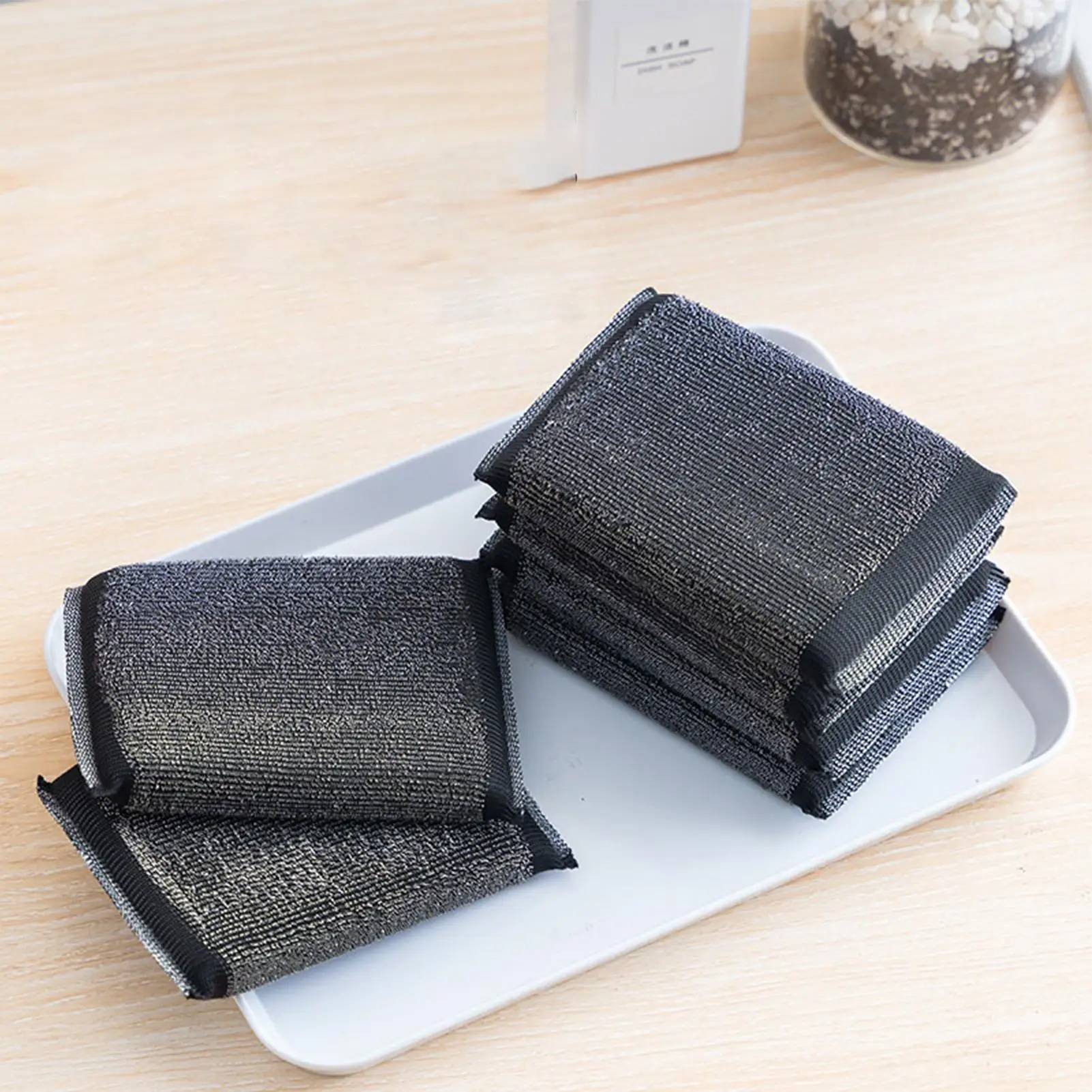 6Pcs Kitchen Dishwashing Sponge Does Not Hurt Pot Brush Stain Removal Household Double sided strong descaling of steel wool